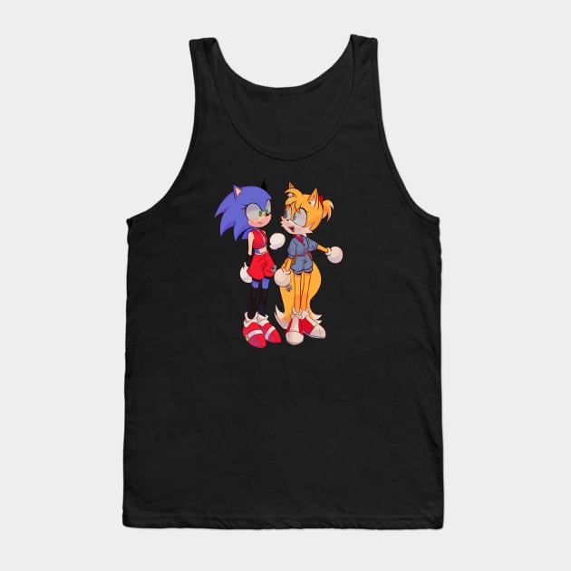 Sonic and Tails genderbend Tank Top by Jacocoon